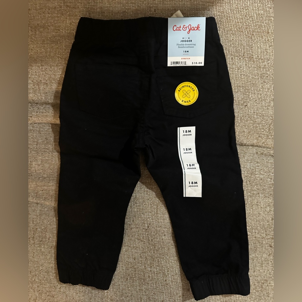 Cat & Jack Kids Black Joggers with Yellow Patch